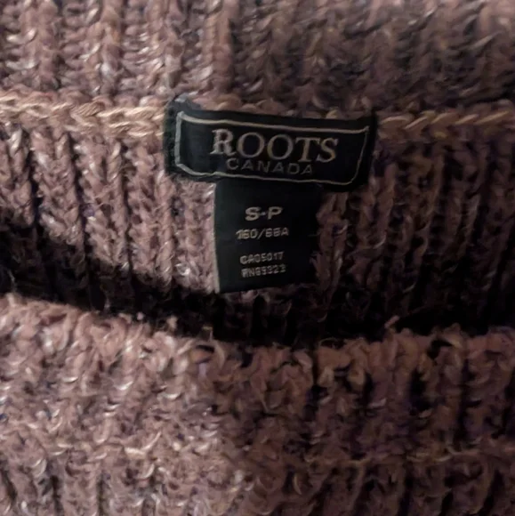 Roots Heathered Brown Cropped Boatneck Knit Cotton Sweater Size Small - Picture 4 of 11